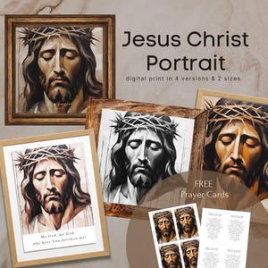 Jesus Crown of Thorns Portrait: Christian Art Print (Digital Download)