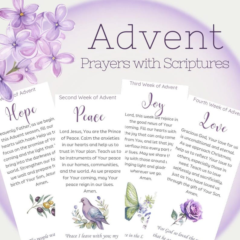 Advent Prayer Christian Prayers for Hope Peace Joy and Love Printable