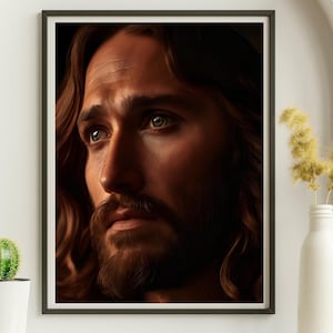 Jesus Christus Porträt Digitaldruck Christliche Kunst digitaler Download Christus Porträt druckbare Wandkunst Jesus AI Porträt Jesus Christus Print
