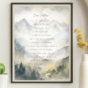 The Lord&#39;s Prayer Christian Prayers Digital Wall Art for Catholics Christian Home Decor Christian Watercolor Art Watercolor the Lords Prayer