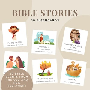 Bibel Geschichte Karteikarten Bibel Illustrationen für Kinder Sonntagsschule Aktivitäten Druckbare Schriftkarten Christliche Karteikarten Bibelkarten