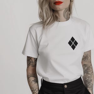 Harlequin Diamonds Black Minimalist T-Shirt // harlequin pattern shirt four of diamonds cosplay costume four black diamonds