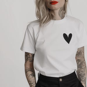 Black Heart Minimalist T-Shirt  // pocket size heart shirt party costume shirt dark love tshirt