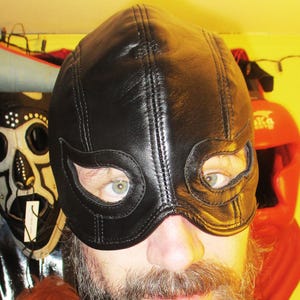 MADE TO ORDER/ Leather Lambskin Studded or Plain Half Mask, Choice of Leather/ Studs Color/ Ponytail Option