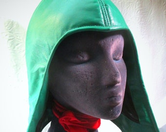 Diablo II "Shako" Cosplay Hat, Green Lambskin Leather w/ Hit Points Label