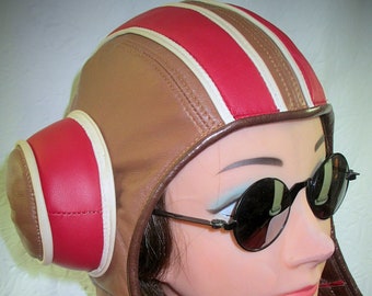 アポリナ　apolina　帽子 MADE TO ORDER Leather Razputin Psychonauts Aviator Hat in Light
