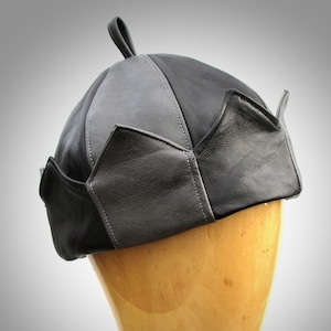 Vintage Leather Beanie Cap With Charms 