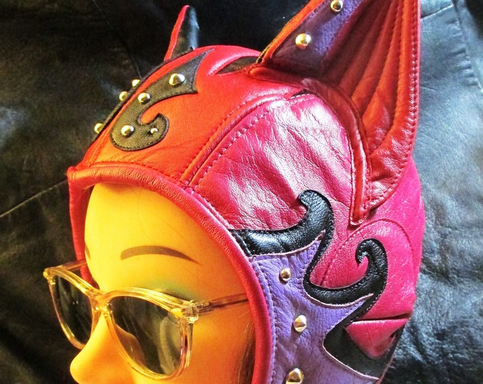 Studded Leather Catear Aviator Hat in Red/ Black/ Hot Pink/ Etsy