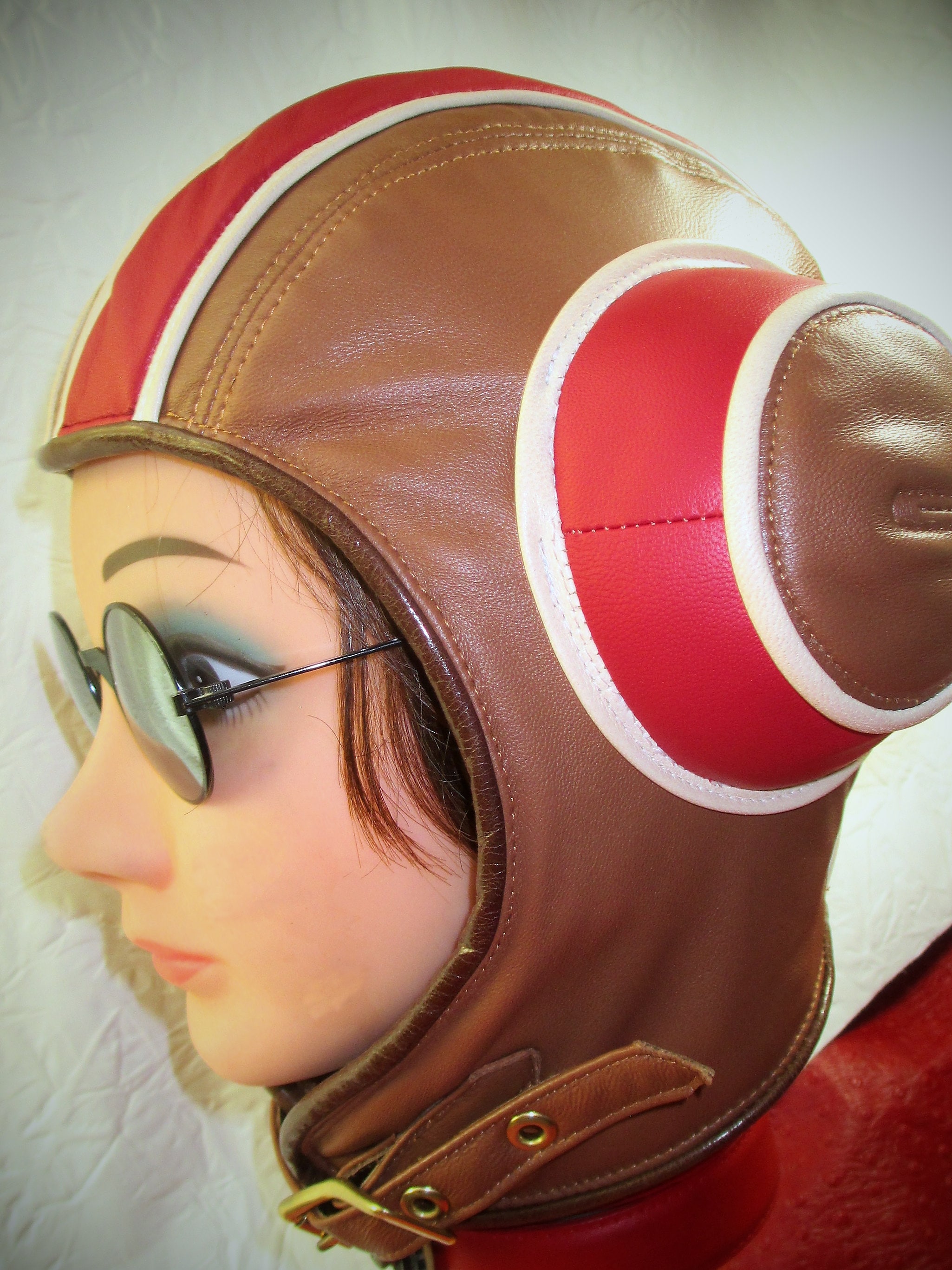 MADE TO ORDER Leather Razputin Psychonauts Aviator Hat in Light