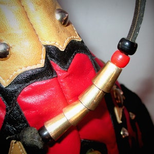 PRICE REDUCED! Mongol Red Leather Pointy Hat Studded w/ Black Furry Brim, Ertugrul Kayi Pointed Hat image 6