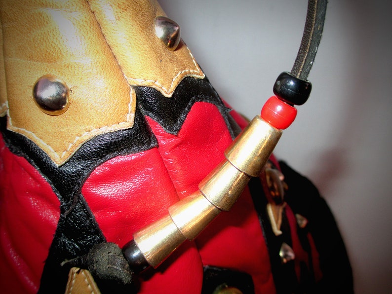 Red Leather Mongol Pointy Hat Studded W/ Black Furry Brim Etsy