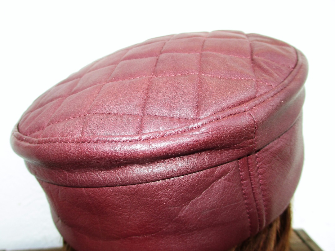 Burgundy Leather Kufi Hat W/ Quilted Top - Etsy