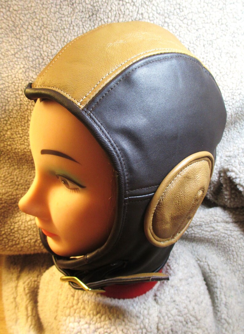 Retro Aviator Hat In Brown Saffron Leather Soft Image 0