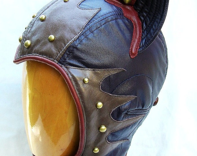 Catear Aviator Hat in Plum/ Brown/ Rust Red Leather Etsy