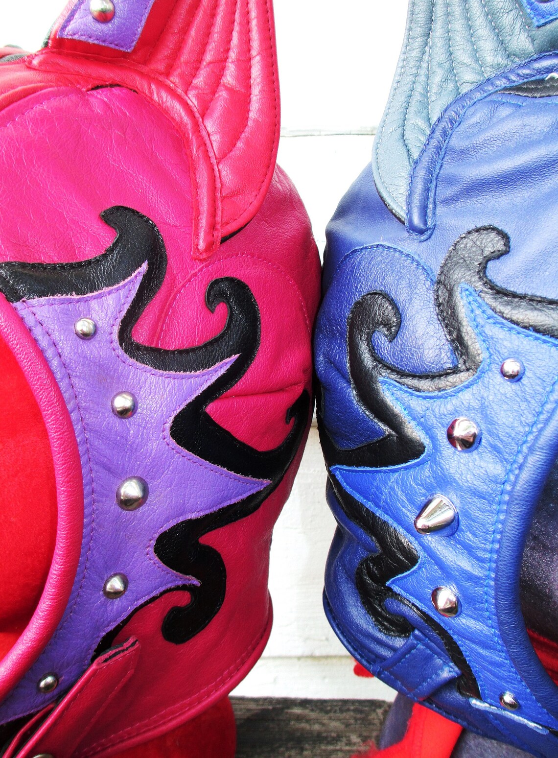 Studded Leather Catear Aviator Hat in Blue/ Black/ Blue Etsy