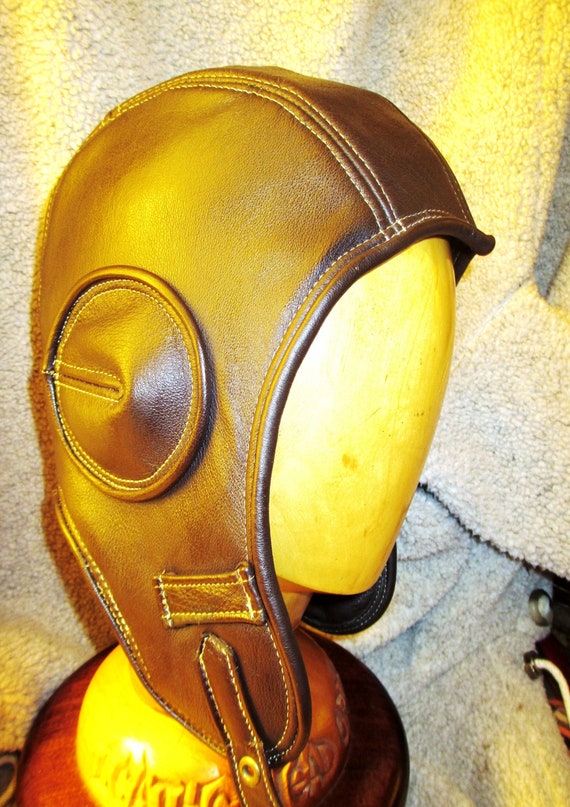 Cappello aviatore retrò in pelle di pelle bovina marrone scuro | Etsy Italia