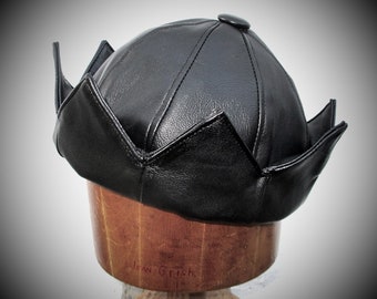 MADE TO ORDER Leather Jughead Crown Hat 8 Panel Lambskin Whoopee Cap Unisex