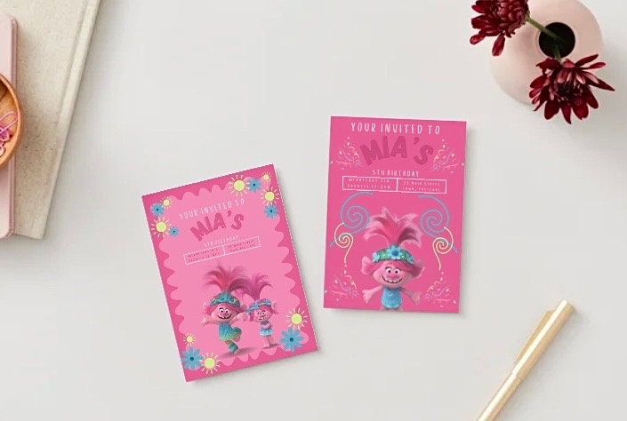 Trolls Princesses Poppy Themed Party Invitation Print - Etsy
