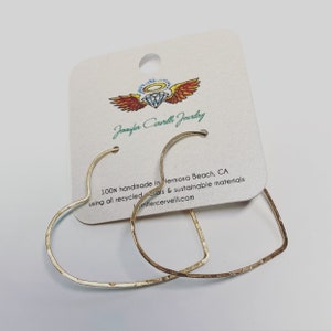 Heart Hoops - 1.5 inch Heart Hoops - Large Heart Hoops - Rustic Heart Hoops - Heart Shaped Hoop Earrings