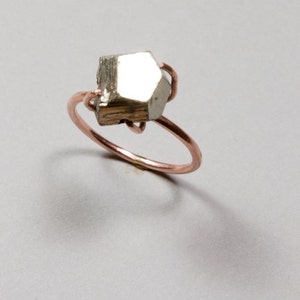 Rose Gold Pyrite Engagement Ring - Pyrite Ring - Pyrite Wedding Ring - Alternative Engagement Ring Featured in the Huffington Post
