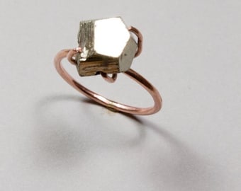 Rose Gold Pyrite Engagement Ring - Pyrite Ring - Pyrite Wedding Ring - Alternative Engagement Ring Featured in the Huffington Post