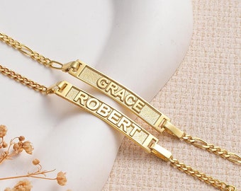 14K Gold Baby Name Bracelet: Personalized Baby Girl or Boy Bracelet, Custom Baby Jewelry,Medical Id Bracelet, Baptism Gift,Baby shower Gift