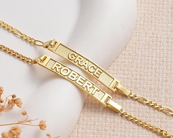 Custom Baptism Gift,Baby shower Gift , 14K Gold Baby ID Bracelet:Personalized Baby Name Bracelet with Birthstone ,Engraved Infant Bracelet