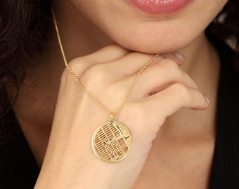Custom Map Necklace, Coordinate Pendant, Where We Met Map Necklace,Location Necklace,First Kiss Necklace, Birthplace Necklace,Valentine Gift