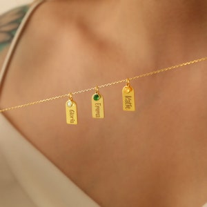 14k Gold Bar Tag Necklace, Custom Name Tag Initials Necklace,Personalized Vertical Bar Pendant,Mini Tag Choker ,Mothers Day Necklace Gift