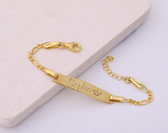 Baby Bracelet Gold - Child ID Bracelet - Baby Bracelet Silver
