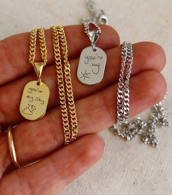 Custom Handwriting Necklace: 14k Gold Personalized Signature