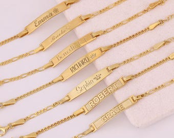 14K Gold Baby-Child-Newborn-Toddler Girl or Boy ID Bracelet: Custom  Baby Name Bracelet with Birthstone Charm ,Baptism Gift,Baby Shower Gift