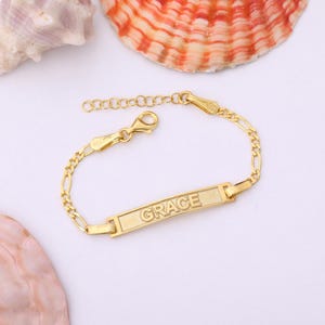 14K Gold Baby ID Bracelet: Personalized Baby Name Bracelet with Birthstone Charm , Custom Medical ID Bracelet,Baptism Gift,Baby Shower Gift