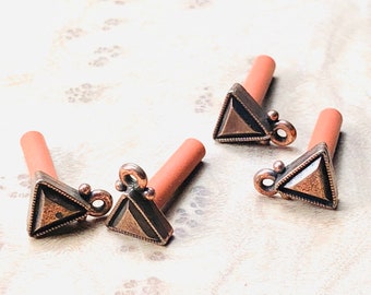 Tierra Cast Antiqued Copper Triangle Earring Post With Loop ... Sold per pair