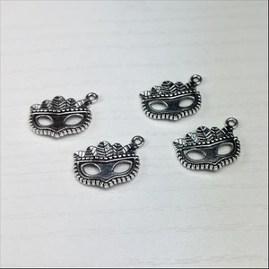 Small Silver Mardi Gras Mask Charm Set  … Set of 4