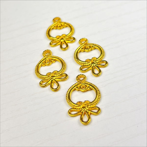 Gold Bow Detail Chandelier Earring Findings ... set of 4