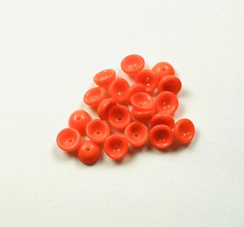 30 ct. Orange Vintage German Glass Bead Caps 9 x 4 mm ..
