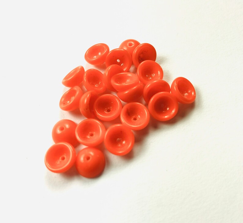 30 ct. Orange Vintage German Glass Bead Caps 9 x 4 mm ..