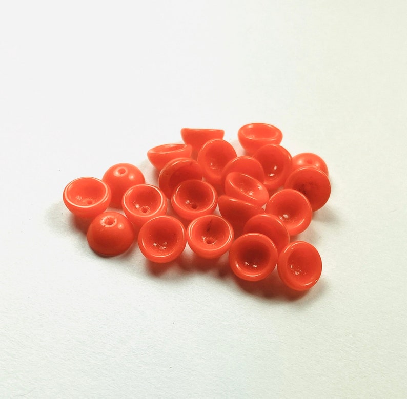 30 ct. Orange Vintage German Glass Bead Caps 9 x 4 mm ..