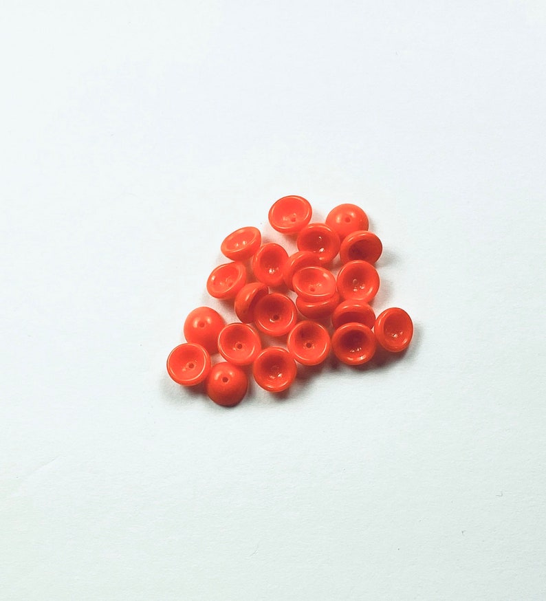 30 ct. Orange Vintage German Glass Bead Caps 9 x 4 mm ..
