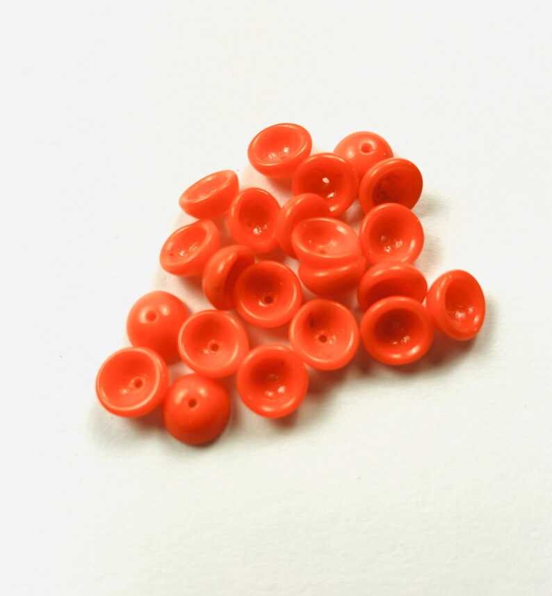 30 ct. Orange Vintage German Glass Bead Caps 9 x 4 mm ..