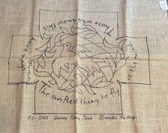 Vintage Rug Hooking Pattern - Queen Peace Dove Stool Cover