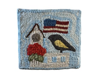 Patriotic Birdhouse Rug Hooking Pattern - PATTERN ONLY