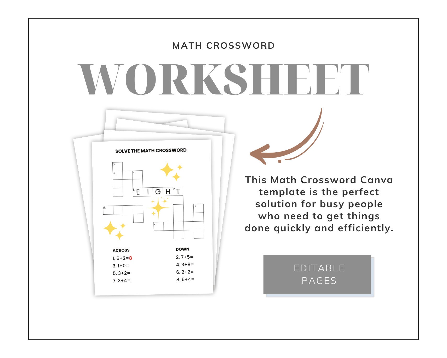 Modello Canva per cruciverba matematico: foglio di lavoro