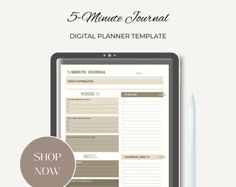 5-Minute Daily Morning and Night Routine for iPad, GoodNotes | Digital Gratitude Journal | Affirmations + To Do List