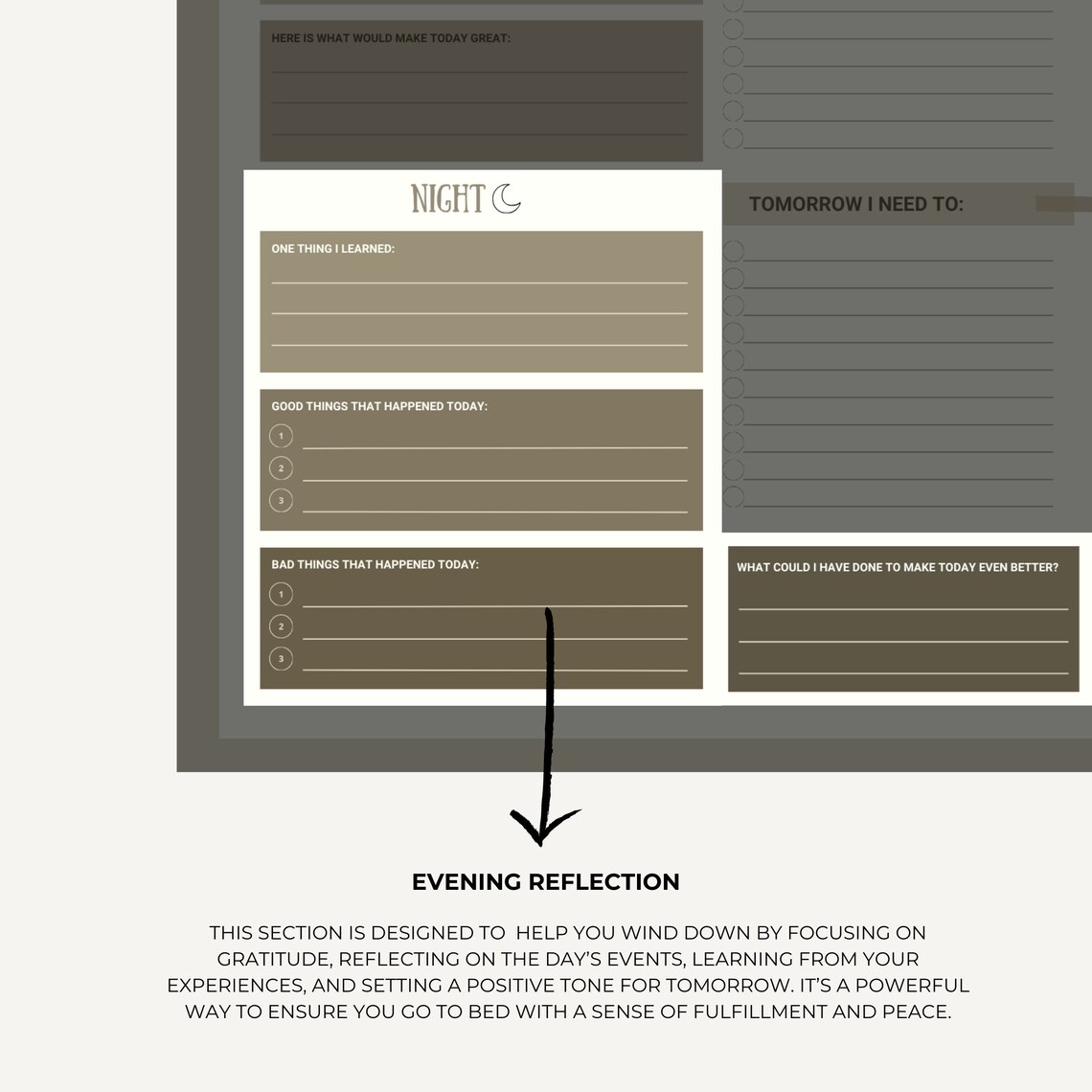 Quick & Easy 5minute Journal Digital Template for Daily Reflection