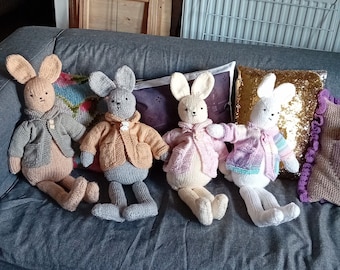 Conejo y amigos, mantas de bebé, cojines y artículos para el hogar.