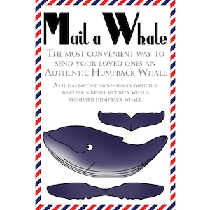 Whale Postcard, Set of 8 "Mail a Whale" (Humpback Whale) Postcards