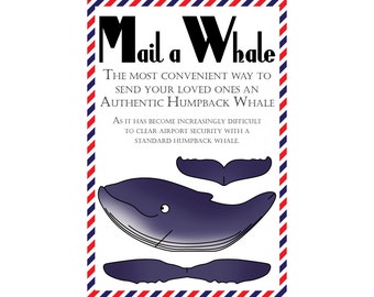 Whale Postcard, Set of 8 "Mail a Whale" (Humpback Whale) Postcards