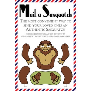 Lot de 8 cartes postales « Envoyez un sasquatch » par la poste